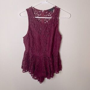 Haute Monde burgundy, lace tank top